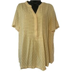 SOFT SURROUNDINGS Sunny Yellow Cool Loose Fit Pintuck Blouse Long Cut 1X